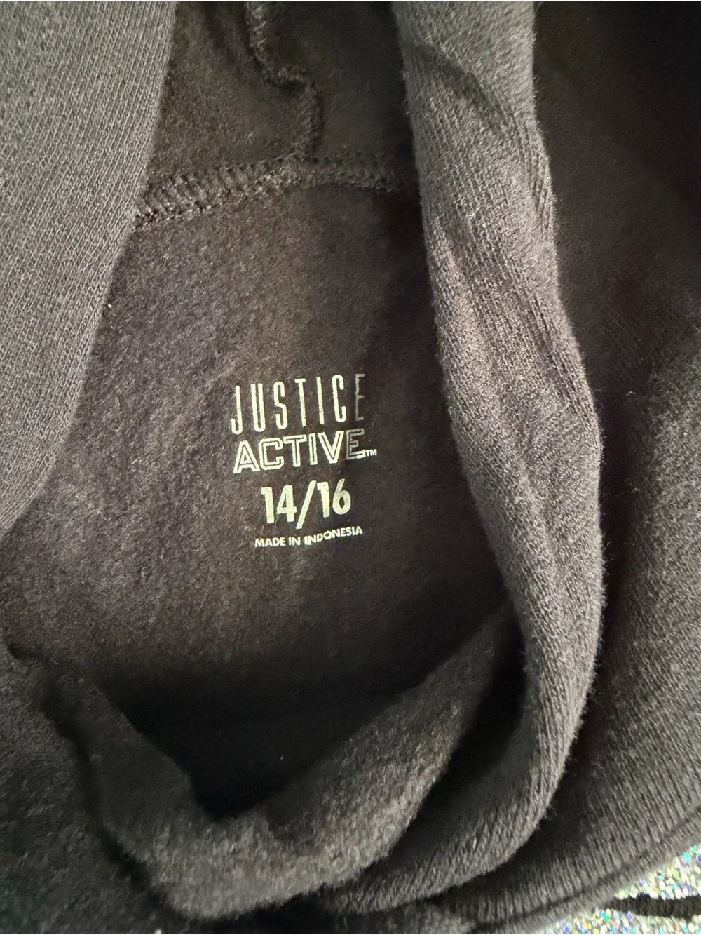 Justice Black Hoodie with Glitter 'Unicorn Latte' Graphic
